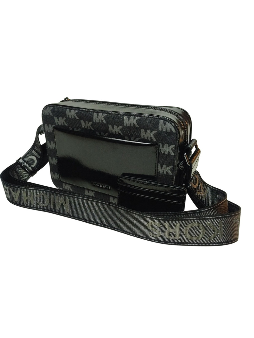 Michael Kors Maeve Crossbody & Card Case - Black & Silver Glitter/Sparkle - NWT